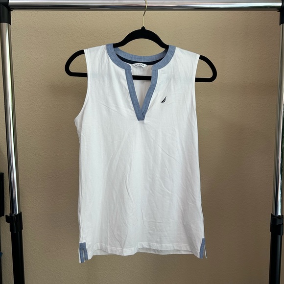 Nautica White and Blue Trim Tank Top - Picture 1 of 2